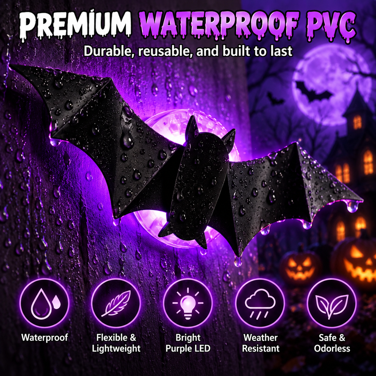 Purple Glow 3D Bat Wall Decor – 36PCS Halloween Set 🦇