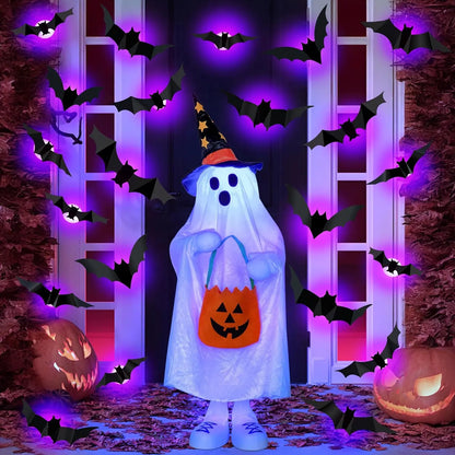 Purple Glow 3D Bat Wall Decor – 36PCS Halloween Set 🦇