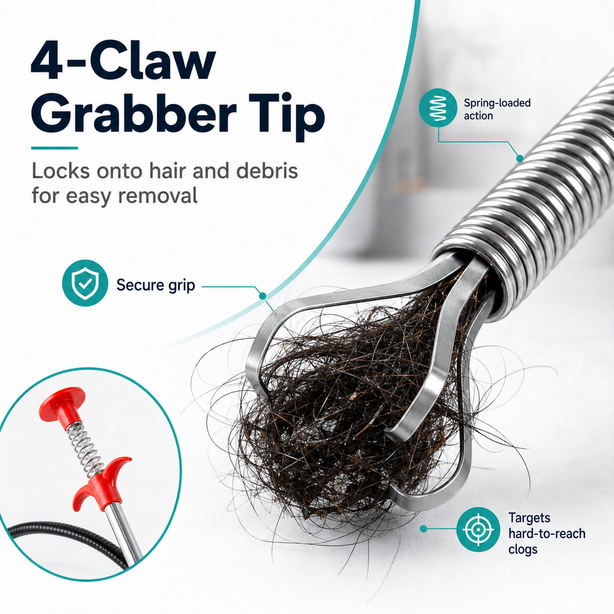 🚿 50% OFF 🛠️ Deep-Reach Drain Grabber – Pull Out Hidden Hair & Debris