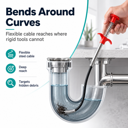 🚿 50% OFF 🛠️ Deep-Reach Drain Grabber – Pull Out Hidden Hair & Debris