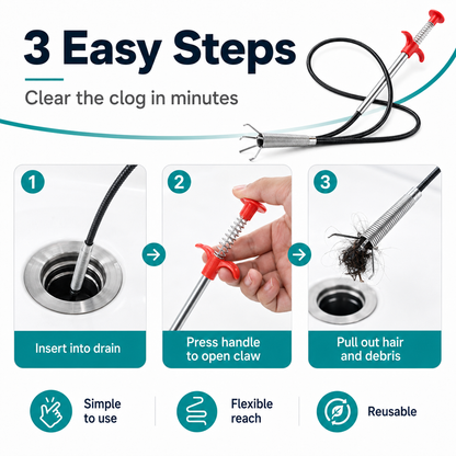 🚿 50% OFF 🛠️ Deep-Reach Drain Grabber – Pull Out Hidden Hair & Debris
