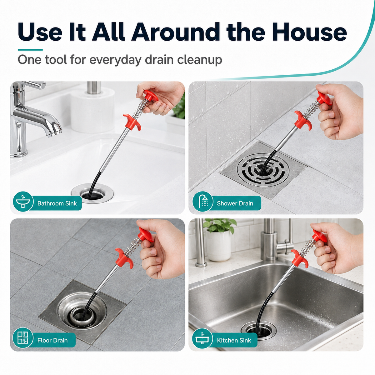 🚿 50% OFF 🛠️ Deep-Reach Drain Grabber – Pull Out Hidden Hair & Debris
