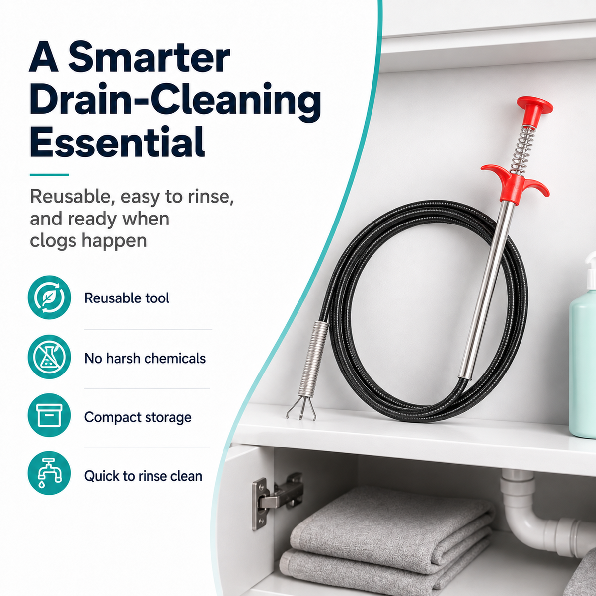 🚿 50% OFF 🛠️ Deep-Reach Drain Grabber – Pull Out Hidden Hair & Debris