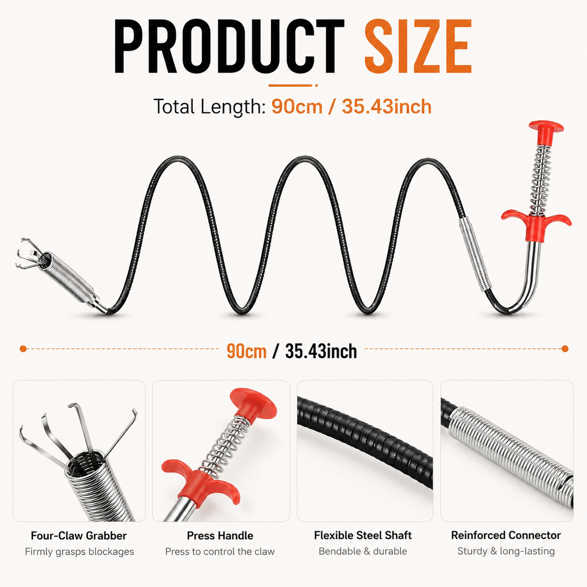 🚿 50% OFF 🛠️ Deep-Reach Drain Grabber – Pull Out Hidden Hair & Debris