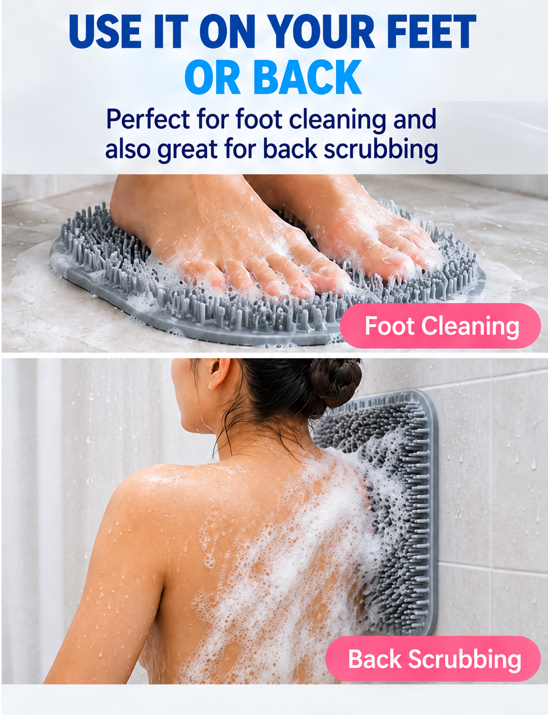 🦶 2-in-1 Hands-Free Foot Scrubber & Back Cleaner