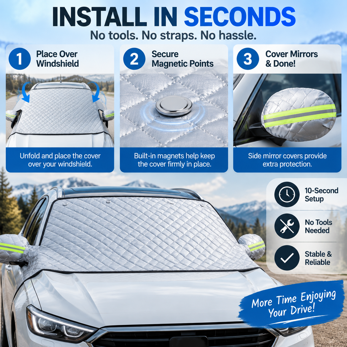 ❄️ No More Scraping Ice! All-Season Magnetic Windshield Cover 🚗