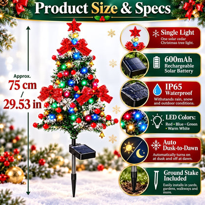 🎄✨ Solar Cedar Christmas Tree Lights – Magical Outdoor Holiday Decor