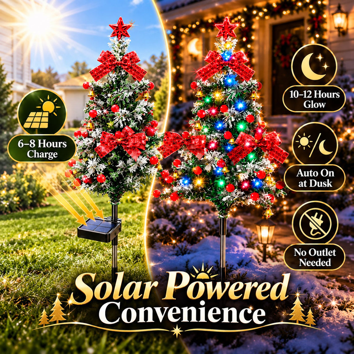 🎄✨ Solar Cedar Christmas Tree Lights – Magical Outdoor Holiday Decor