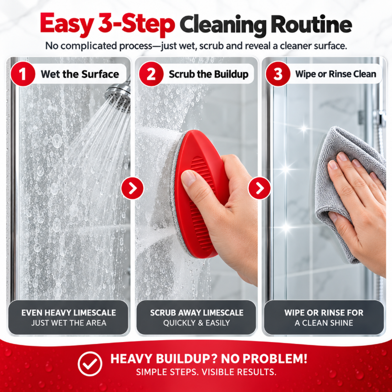 💦 Hard Water Stain Remover Brush for Showers & Tiles